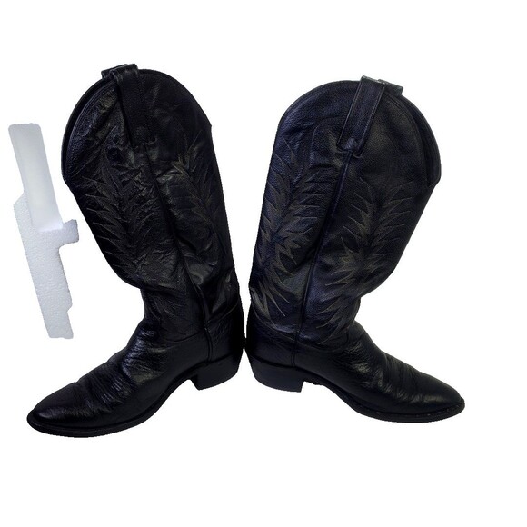 Vintage Dan Post Boots Mens Sz 8.5D  Black Leather Western Cowboy Work #507159 - Picture 7 of 14